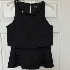 Express Black Peplum Top with Sequin Detail size Medium